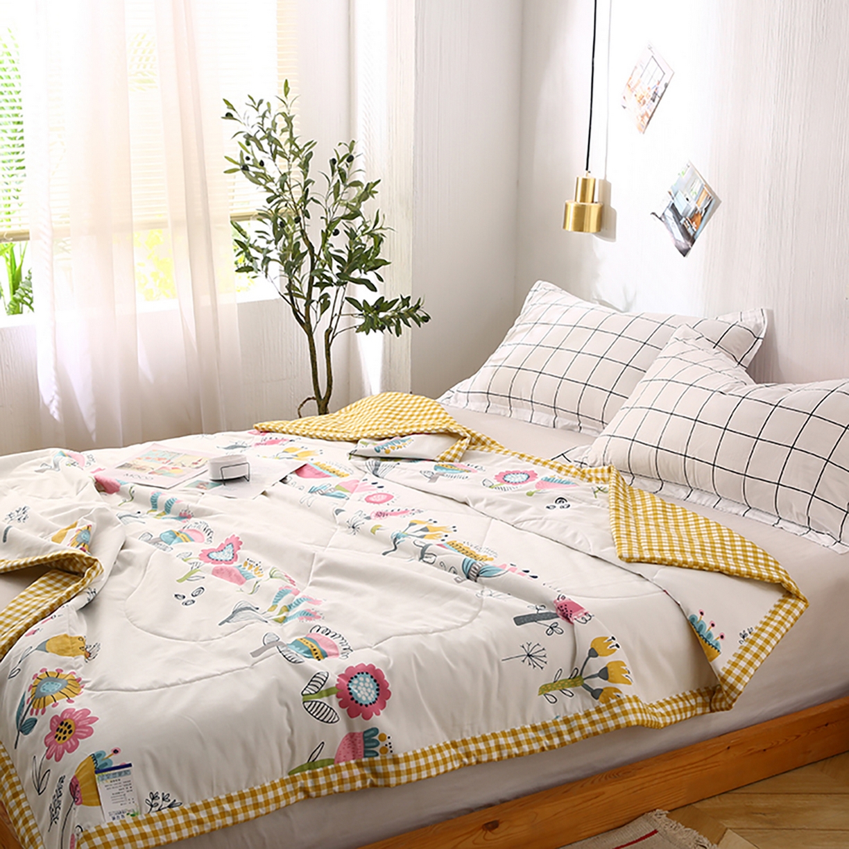 91家纺网 家纺一手货源 找家纺 尊妙被业 2026春夏新款全棉印花夏被空调被夏凉被 奇异花语