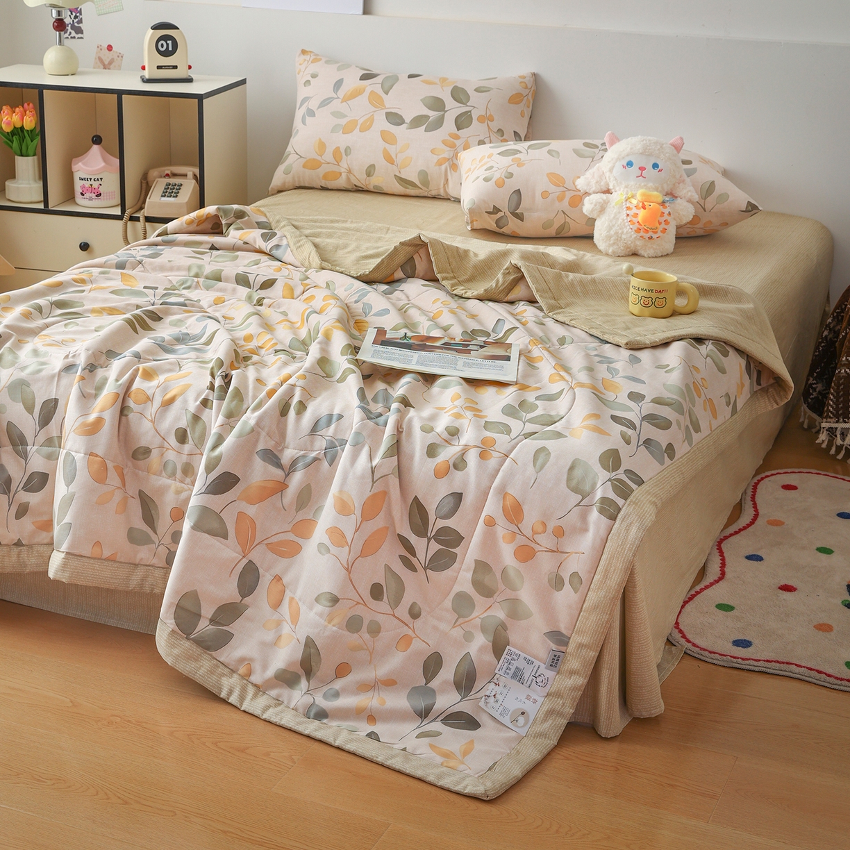 91家纺网 家纺一手货源 找家纺 尊妙被业 2026春夏新款全棉印花夏被空调被夏凉被 飘林