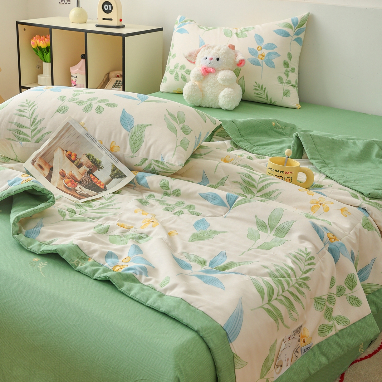 91家纺网 家纺一手货源 找家纺 尊妙被业 2026春夏新款全棉印花夏被空调被夏凉被 淡花香梦