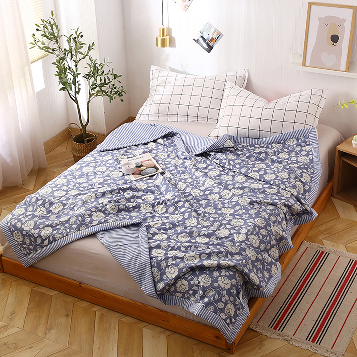 91家纺网 家纺一手货源 找家纺 尊妙被业 2026春夏新款全棉印花夏被空调被夏凉被 漫花语梦