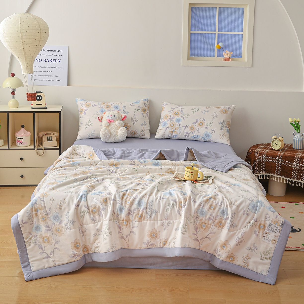 91家纺网 家纺一手货源 找家纺 尊妙被业 2026春夏新款全棉印花夏被空调被夏凉被 简秋