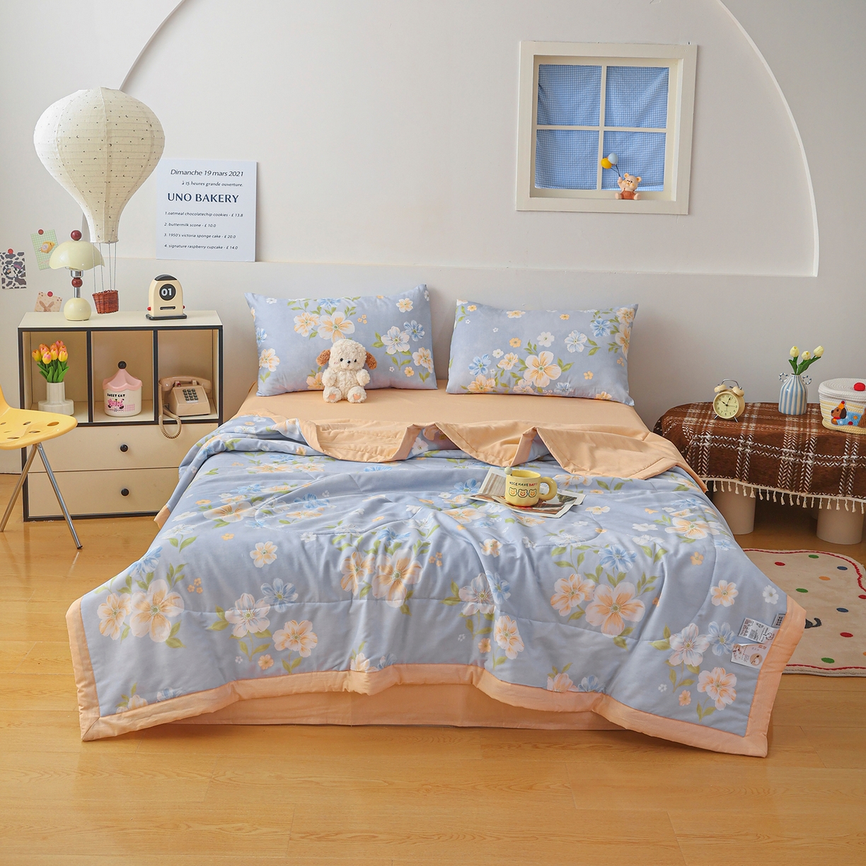 91家纺网 家纺一手货源 找家纺 尊妙被业 2026春夏新款全棉印花夏被空调被夏凉被 浅影