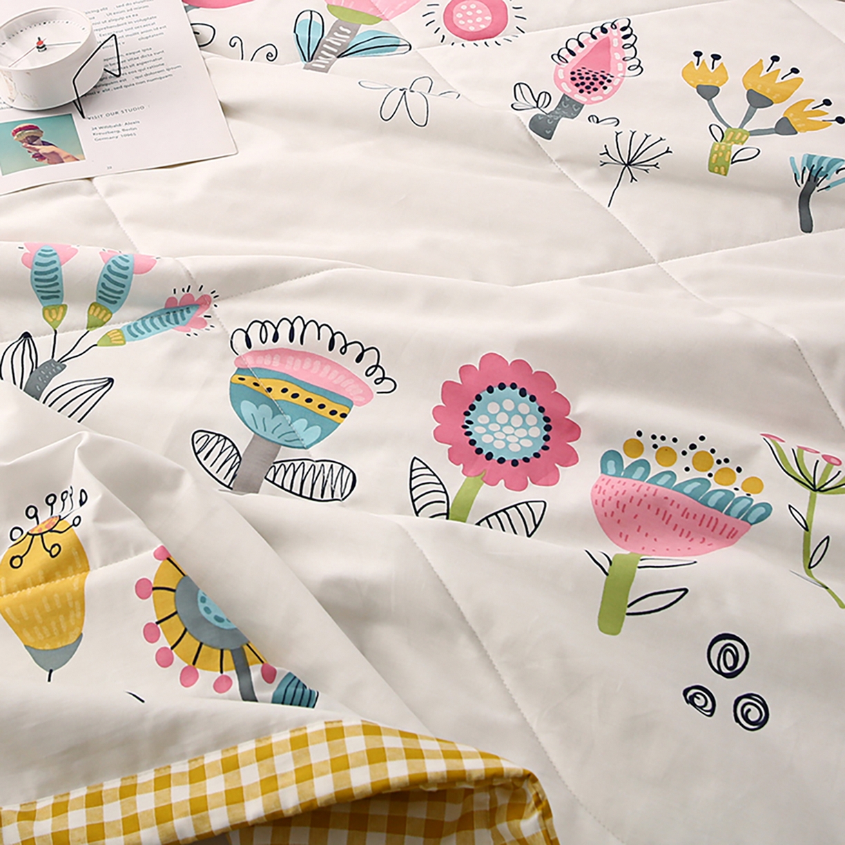 91家纺网 家纺一手货源 找家纺 尊妙被业 2026春夏新款全棉印花夏被空调被夏凉被 奇异花语