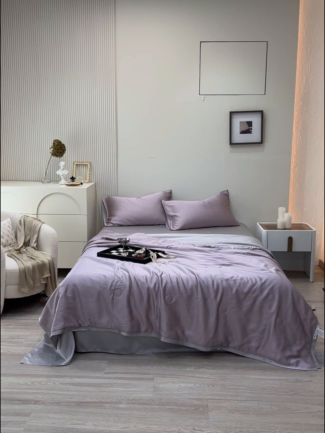 91家纺网 家纺一手货源 找家纺 禾时 2026新款奥地利进口兰精天丝夏被夏凉被空调被四件套 满天星紫-曙光银