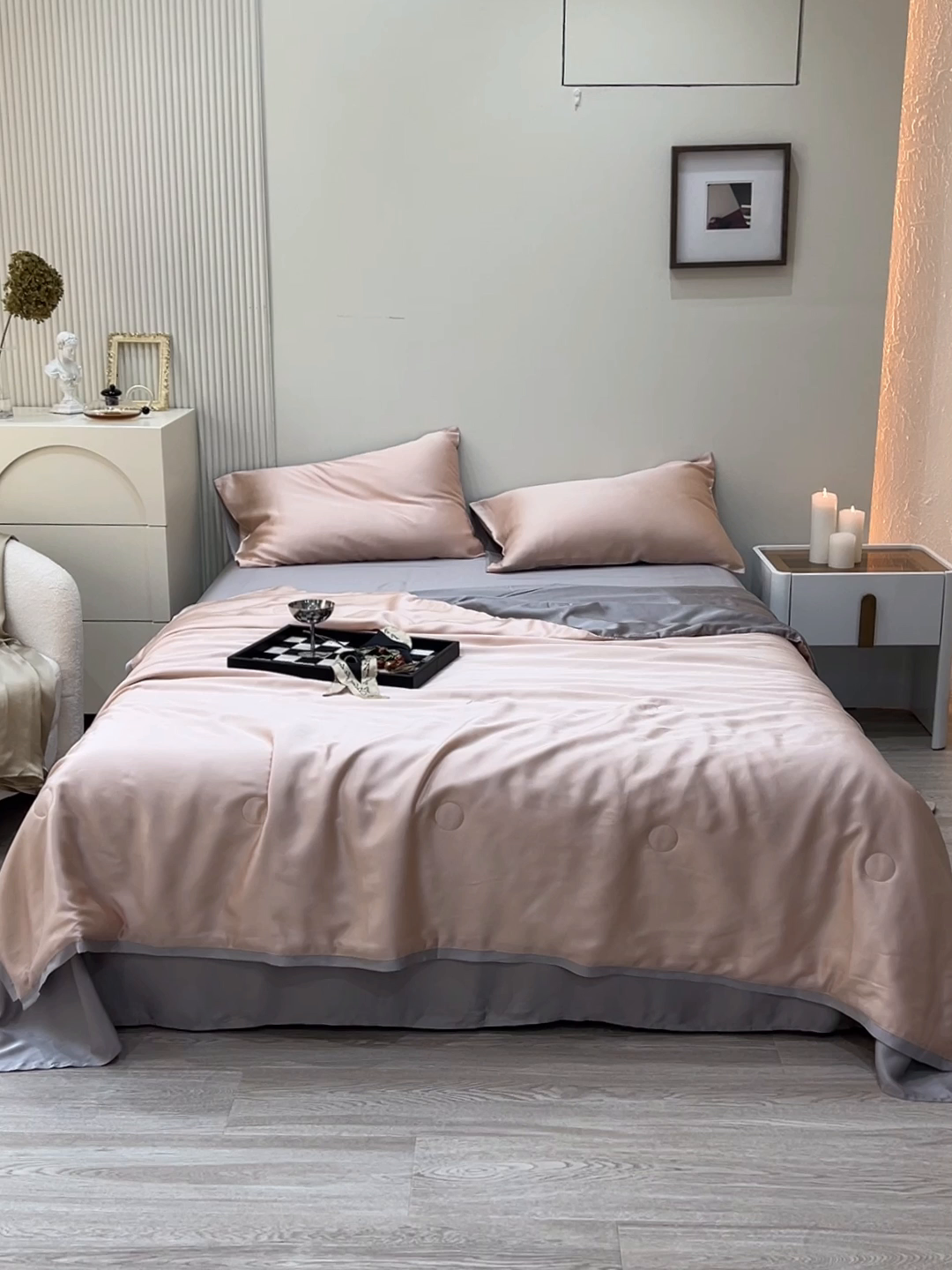 91家纺网 家纺一手货源 找家纺 禾时 2026新款奥地利进口兰精天丝夏被夏凉被空调被四件套 月光色-岩石灰