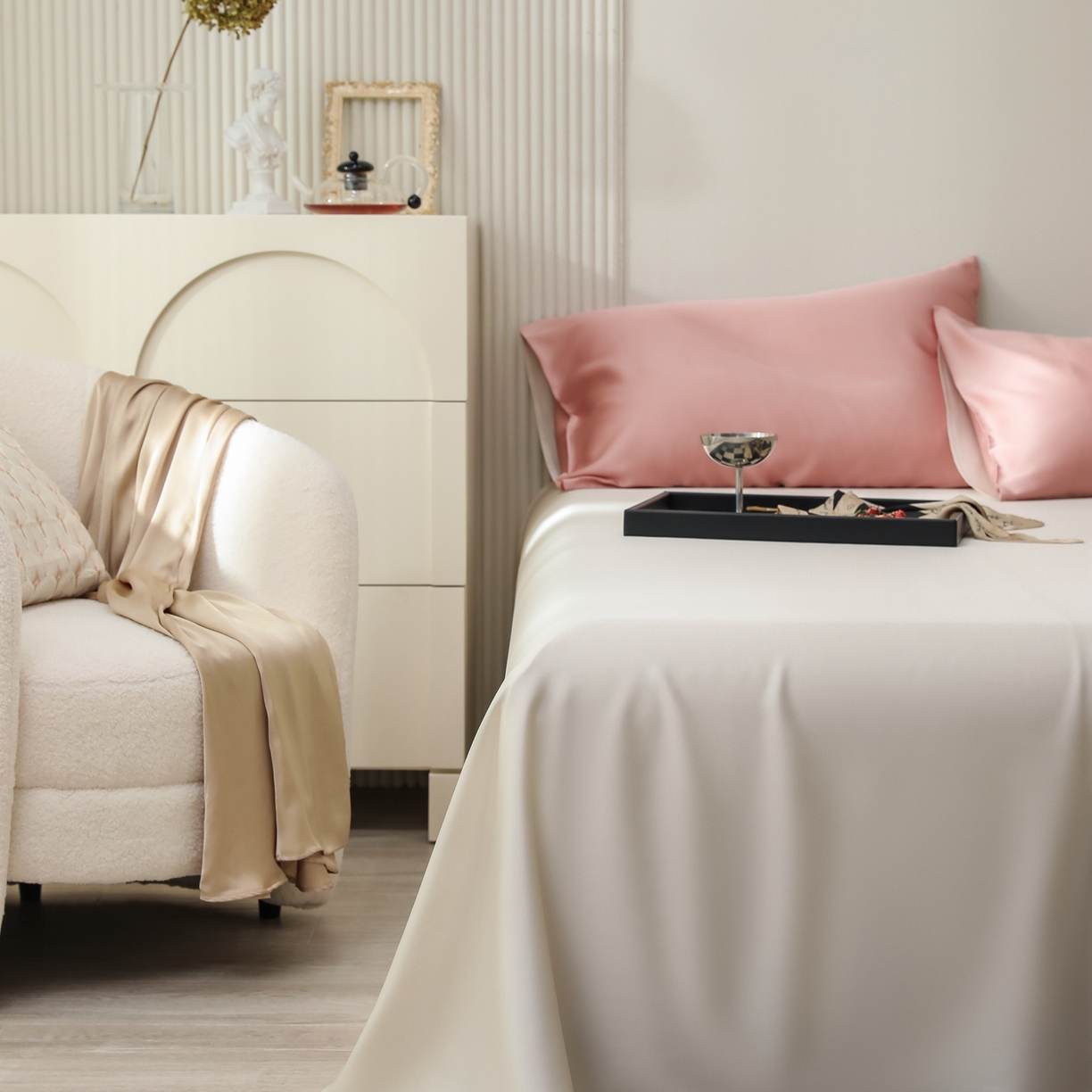 91家纺网 家纺一手货源 找家纺 禾时 2026新款奥地利进口兰精天丝夏被夏凉被空调被四件套 芝芝桃桃-极地白