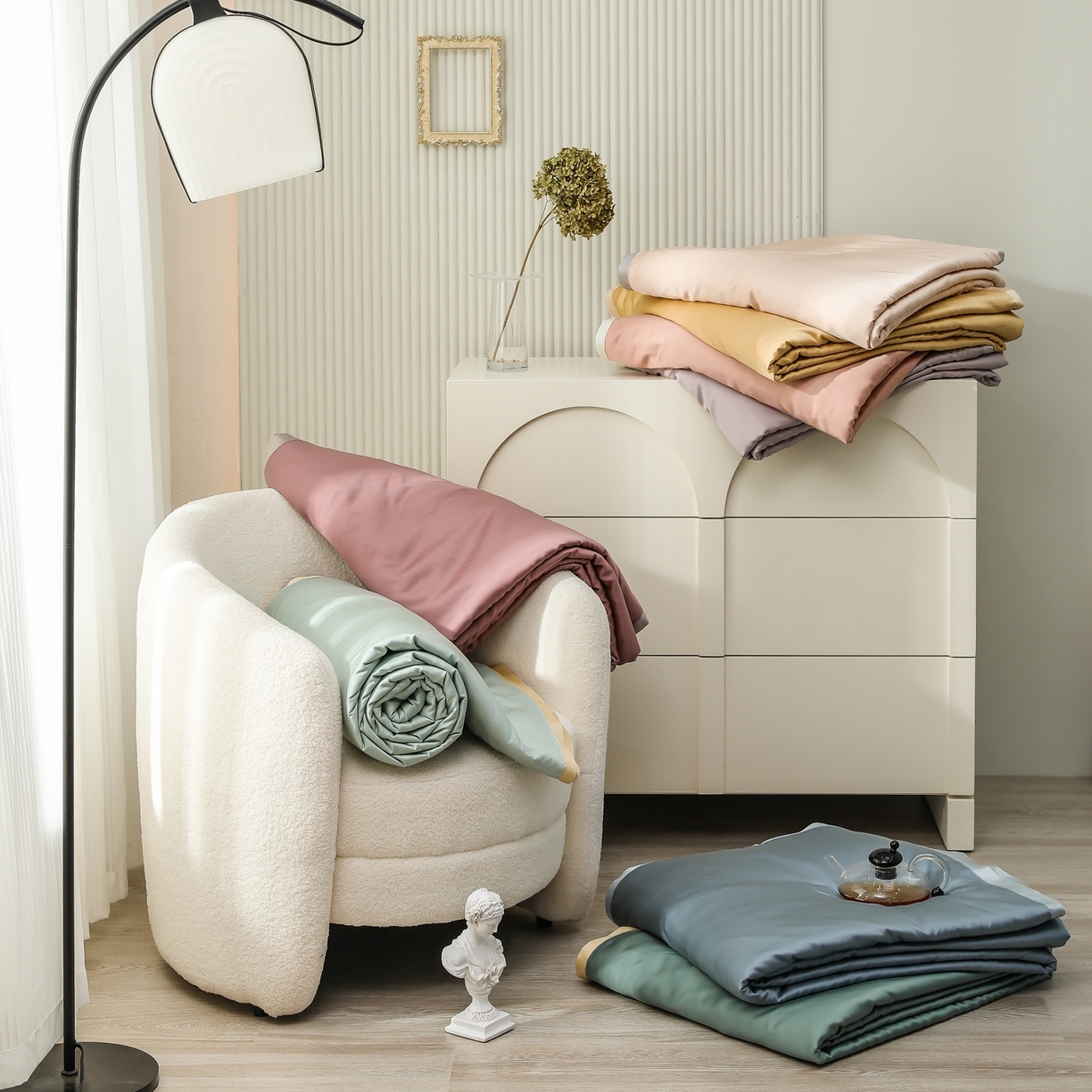 91家纺网 家纺一手货源 找家纺 禾时 2026新款奥地利进口兰精天丝夏被夏凉被空调被四件套 组合图仅供展示不可下单