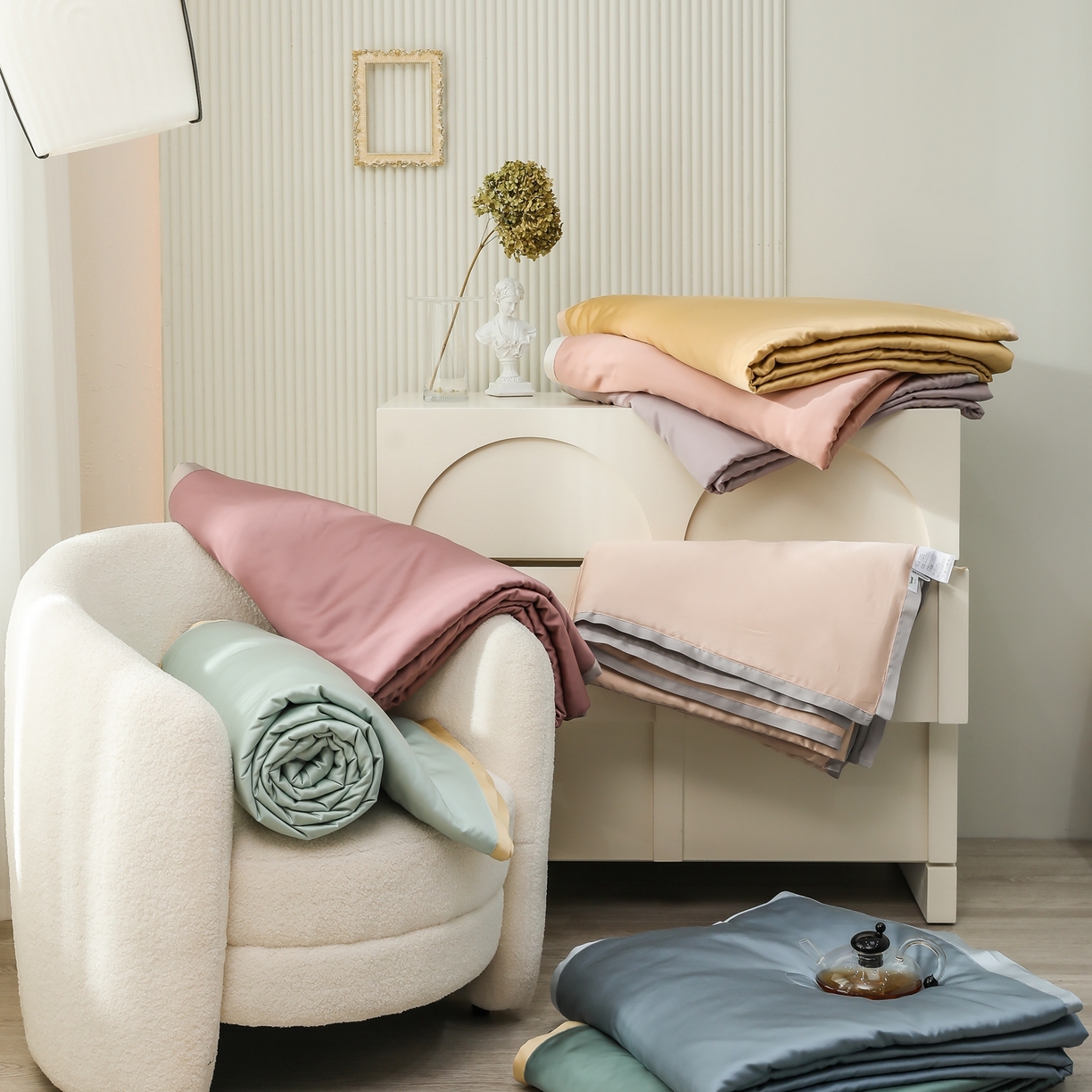 91家纺网 家纺一手货源 找家纺 禾时 2026新款奥地利进口兰精天丝夏被夏凉被空调被四件套 组合图仅供展示不可下单