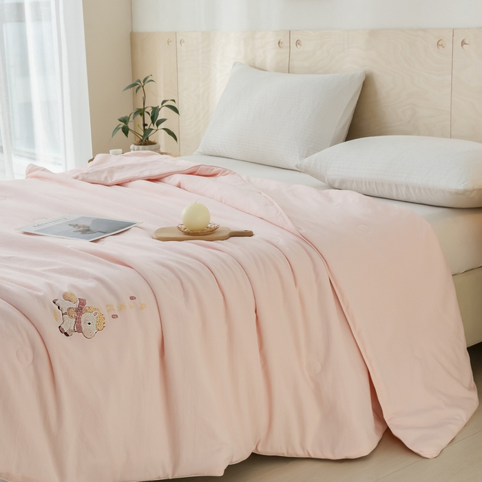 91家纺网 家纺一手货源 找家纺 yyds网供 2026新款云顶棉皱皱纱夏被空调被双层纱薄夏被夏凉被空调被-马上有钱 马上有钱-粉玉