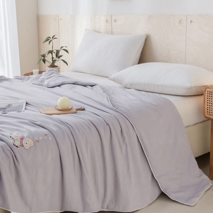 91家纺网 家纺一手货源 找家纺 yyds网供 2026新款云顶棉皱皱纱夏被空调被双层纱薄夏被夏凉被空调被-马上有钱 马上有钱-紫灰