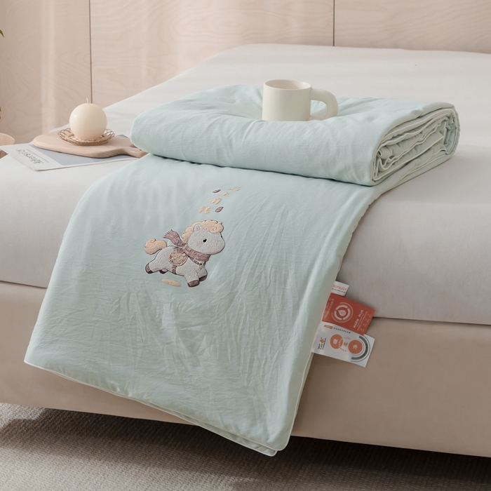 yyds网供 2026新款云顶棉皱皱纱夏被空调被双层纱薄夏被夏凉被空调被-马上有钱 马上有钱-浅绿