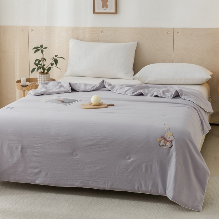 91家纺网 家纺一手货源 找家纺 yyds网供 2026新款云顶棉皱皱纱夏被空调被双层纱薄夏被夏凉被空调被-马上有钱 马上有钱-紫灰