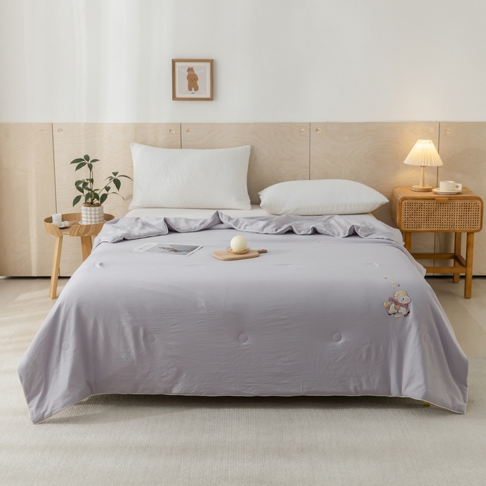 91家纺网 家纺一手货源 找家纺 yyds网供 2026新款云顶棉皱皱纱夏被空调被双层纱薄夏被夏凉被空调被-马上有钱 马上有钱-紫灰