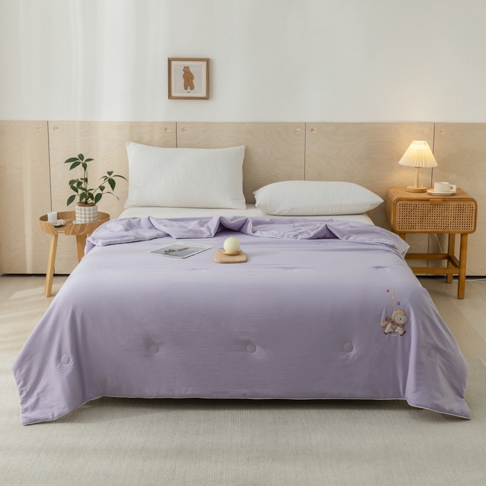 91家纺网 家纺一手货源 找家纺 yyds网供 2026新款云顶棉皱皱纱夏被空调被双层纱薄夏被夏凉被空调被-马上有钱 马上有钱-富贵紫