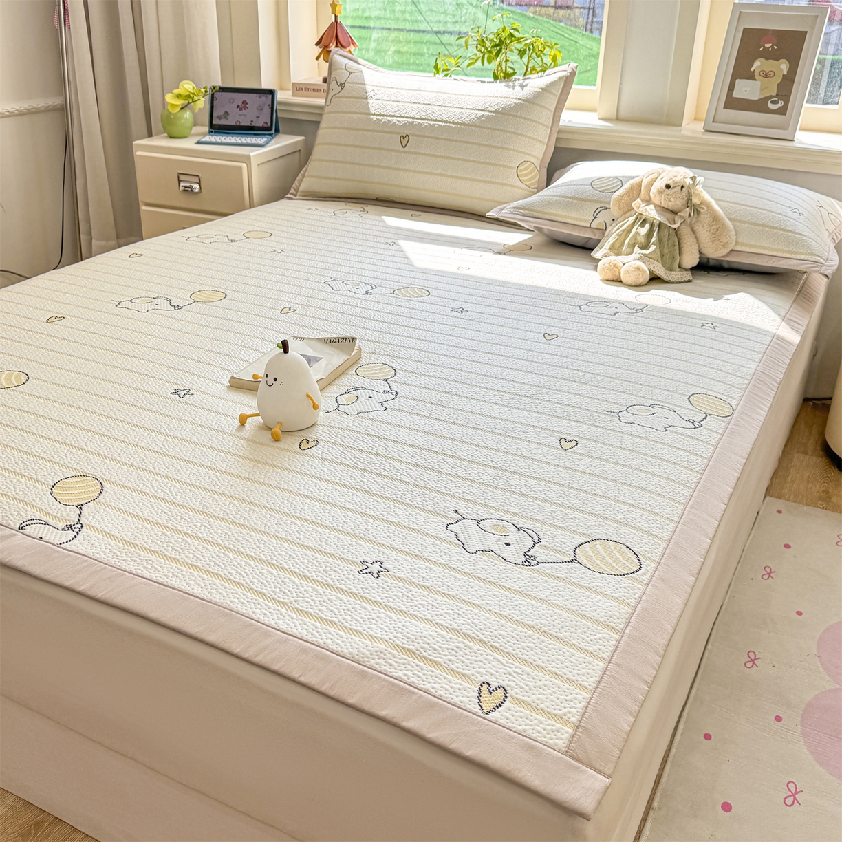 91家纺网 家纺一手货源 找家纺 （总）源舍家纺 2026新款A类PE卡通凉席三件套小红书爆款可水洗空调软席凉感值超0.25-床席