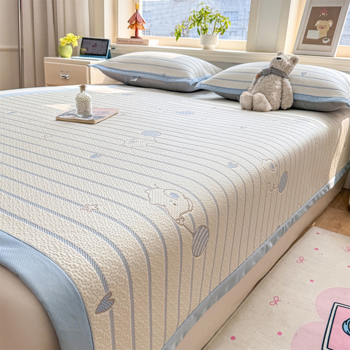 91家纺网 家纺一手货源 找家纺 （总）源舍家纺 2026新款A类PE卡通凉席三件套小红书爆款可水洗空调软席凉感值超0.25-床席