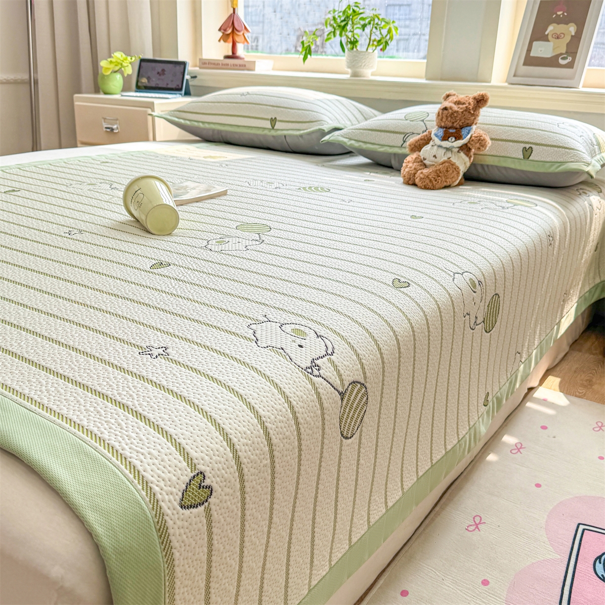 91家纺网 家纺一手货源 找家纺 （总）源舍家纺 2026新款A类PE卡通凉席三件套小红书爆款可水洗空调软席凉感值超0.25-床席