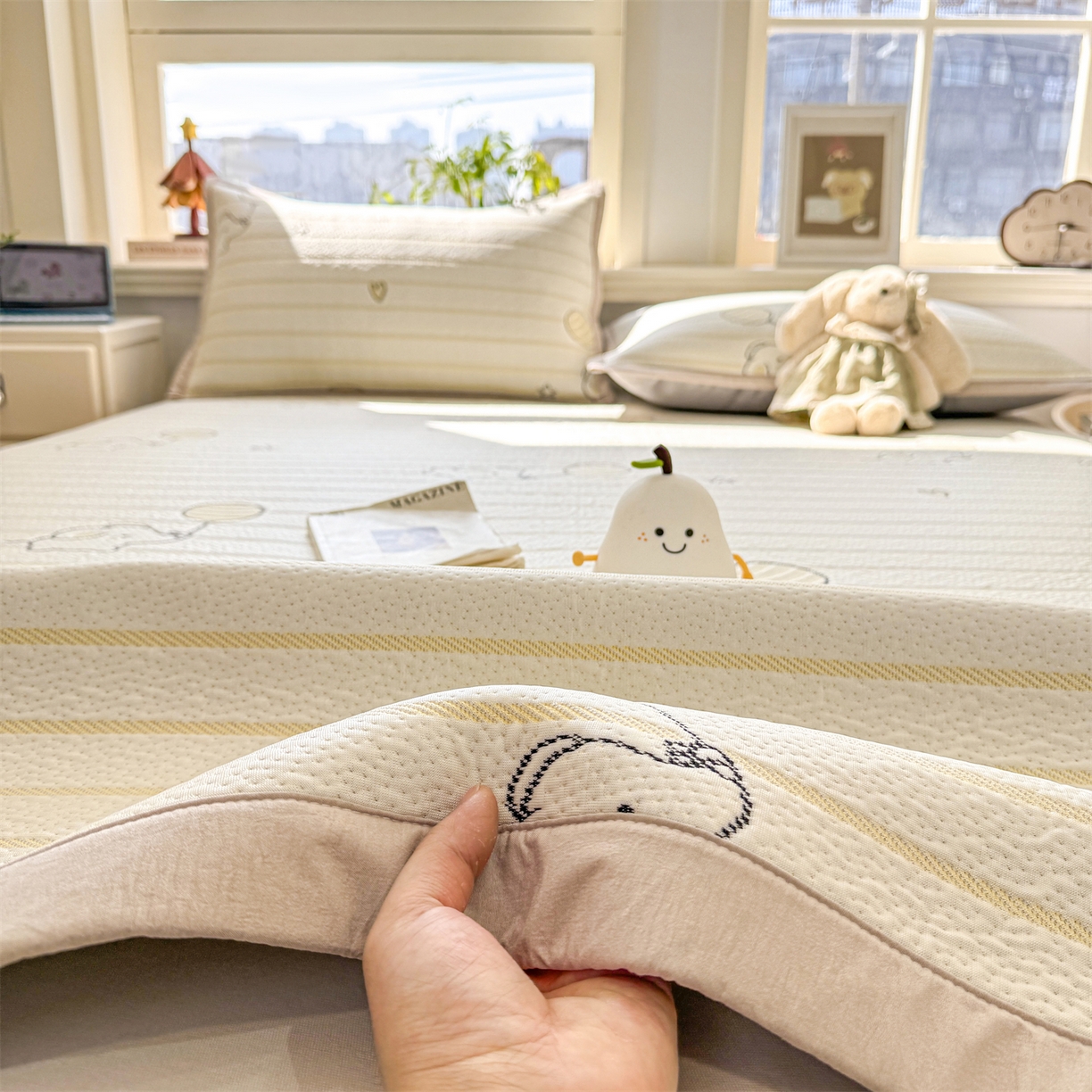 91家纺网 家纺一手货源 找家纺 源舍家纺 2026新款A类PE卡通凉席三件套小红书爆款可水洗空调软席凉感值超0.25-床席 气球小象-黄啵啵床席款