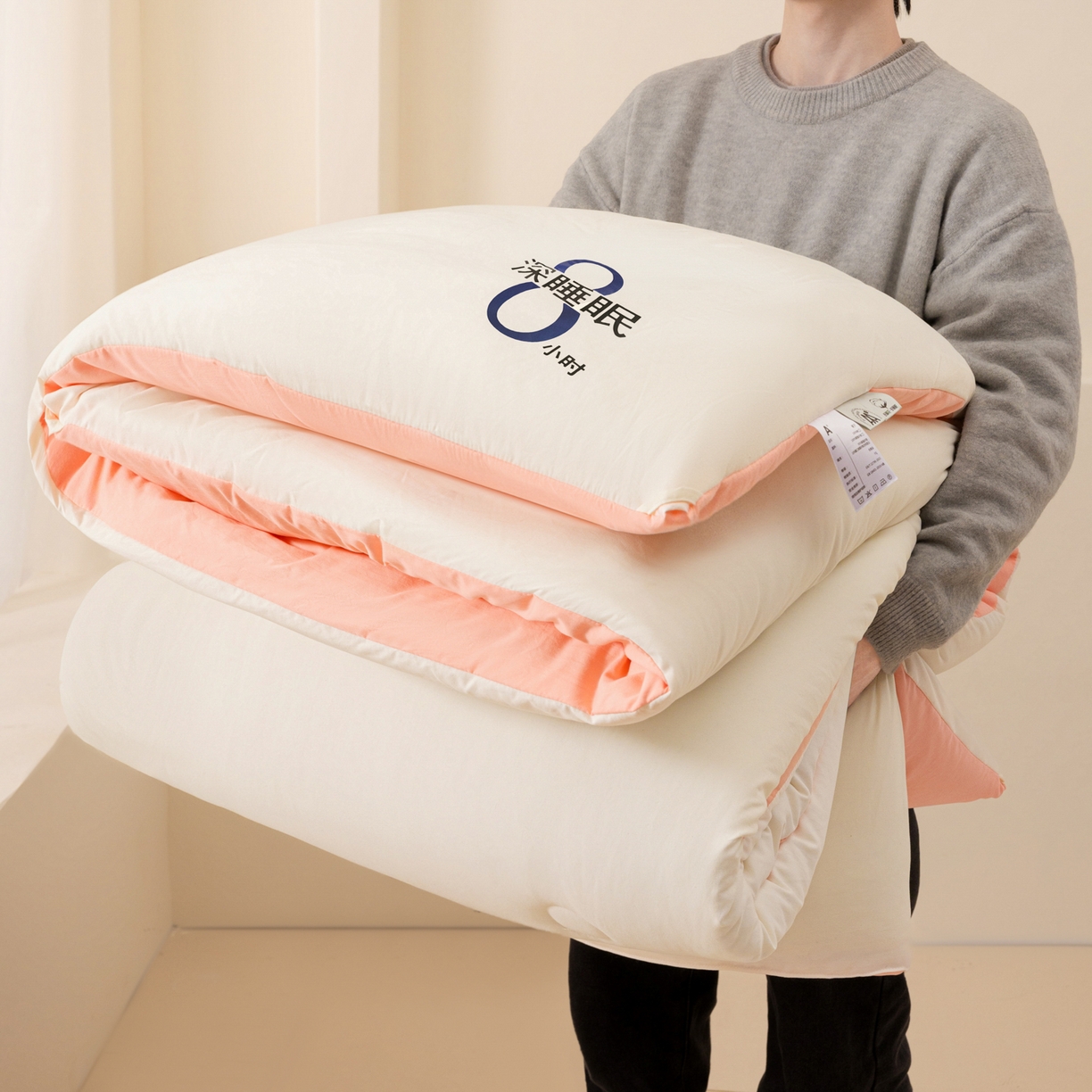 91家纺网 家纺一手货源 找家纺 芬晴家纺 2026春夏新款A类纯色棉花被冬被被子被芯 深睡眠-白玉