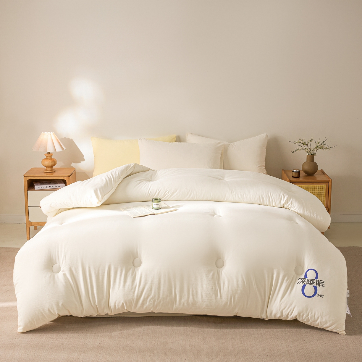 91家纺网 家纺一手货源 找家纺 芬晴家纺 2026春夏新款A类纯色棉花被冬被被子被芯 深睡眠-白