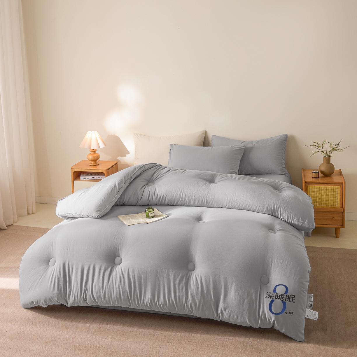 91家纺网 家纺一手货源 找家纺 芬晴家纺 2026春夏新款A类纯色棉花被冬被被子被芯 深睡眠-星灰