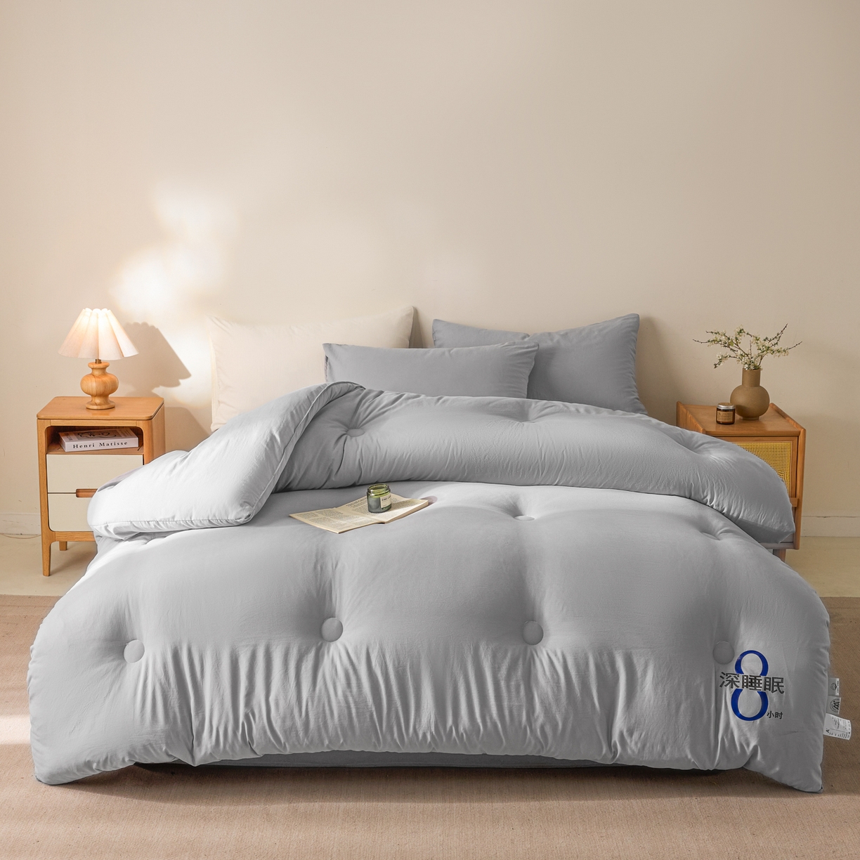 91家纺网 家纺一手货源 找家纺 芬晴家纺 2026春夏新款A类纯色棉花被冬被被子被芯 深睡眠-星灰
