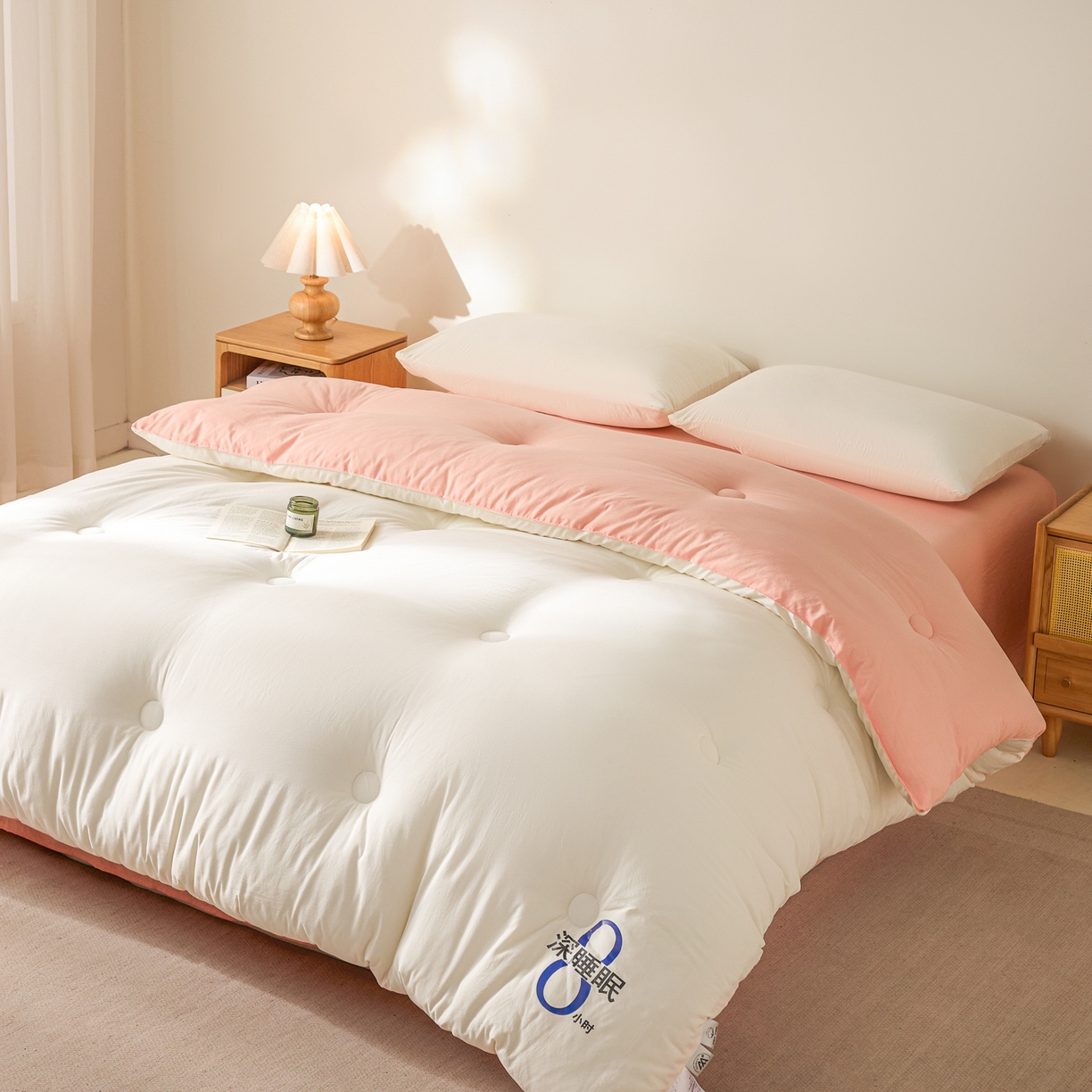 91家纺网 家纺一手货源 找家纺 芬晴家纺 2026春夏新款A类纯色棉花被冬被被子被芯 深睡眠-白玉