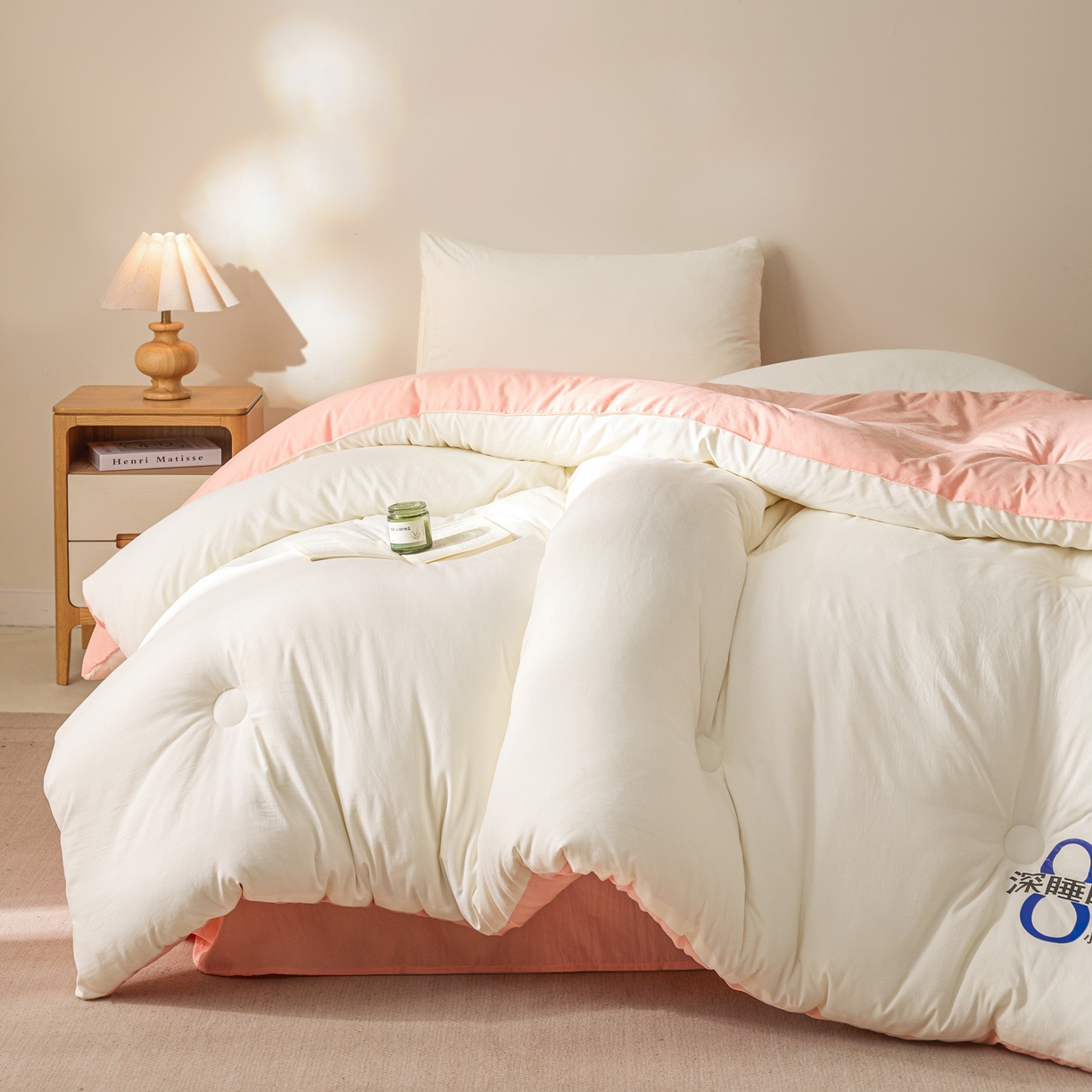 91家纺网 家纺一手货源 找家纺 芬晴家纺 2026春夏新款A类纯色棉花被冬被被子被芯 深睡眠-白玉