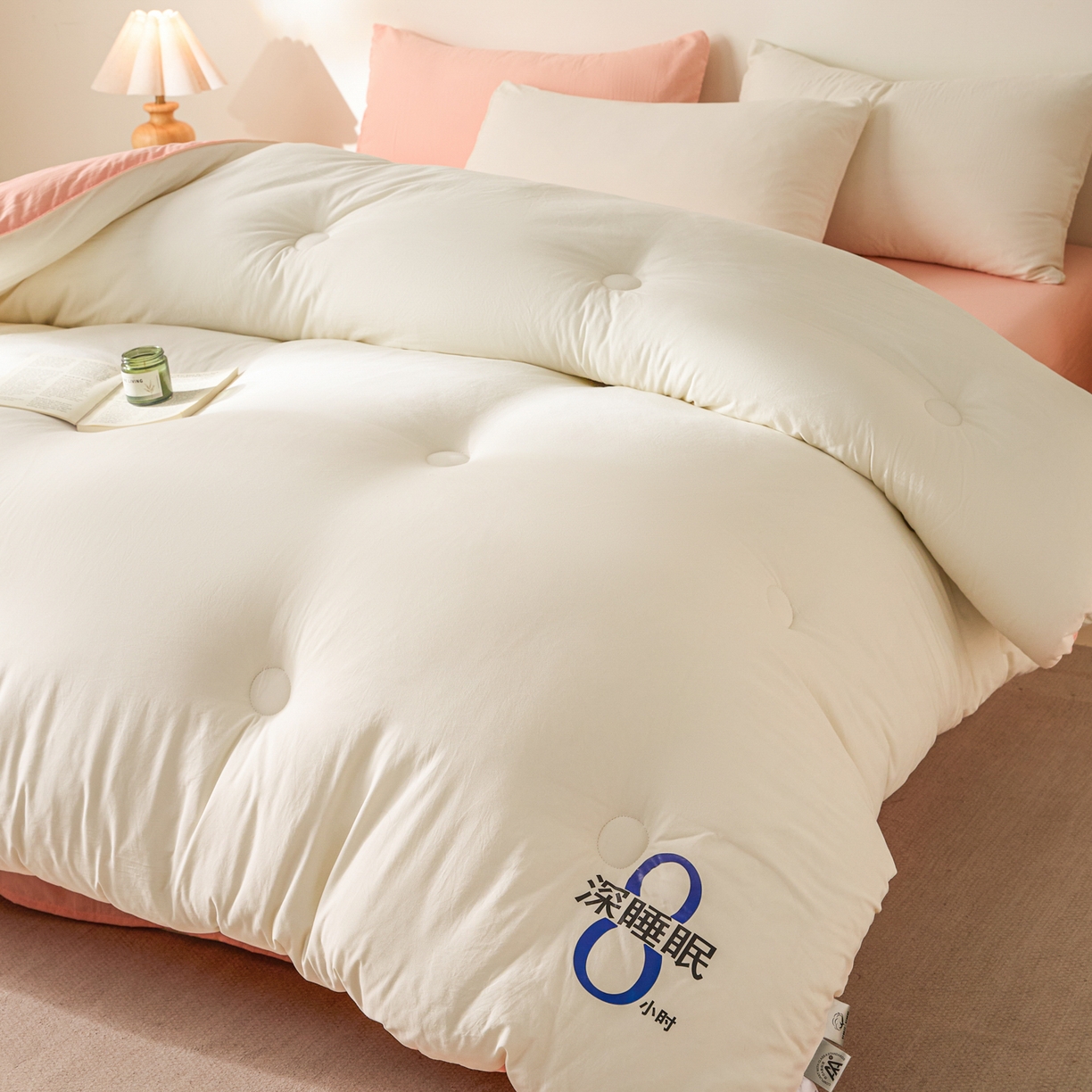 91家纺网 家纺一手货源 找家纺 芬晴家纺 2026春夏新款A类纯色棉花被冬被被子被芯 深睡眠-白玉