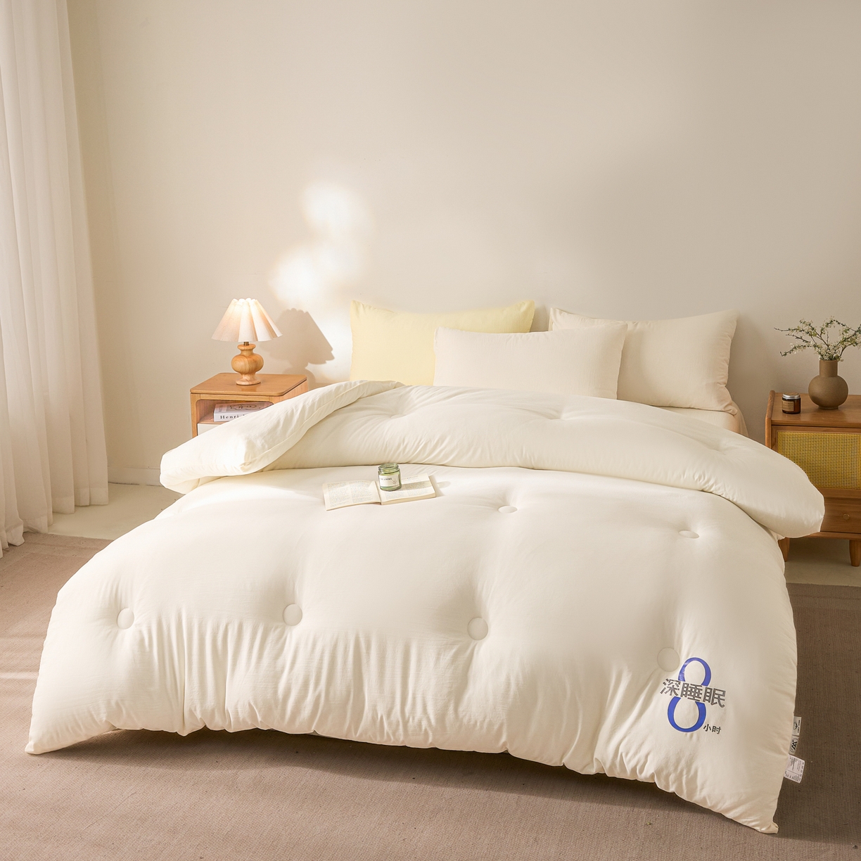 91家纺网 家纺一手货源 找家纺 芬晴家纺 2026春夏新款A类纯色棉花被冬被被子被芯 深睡眠-白