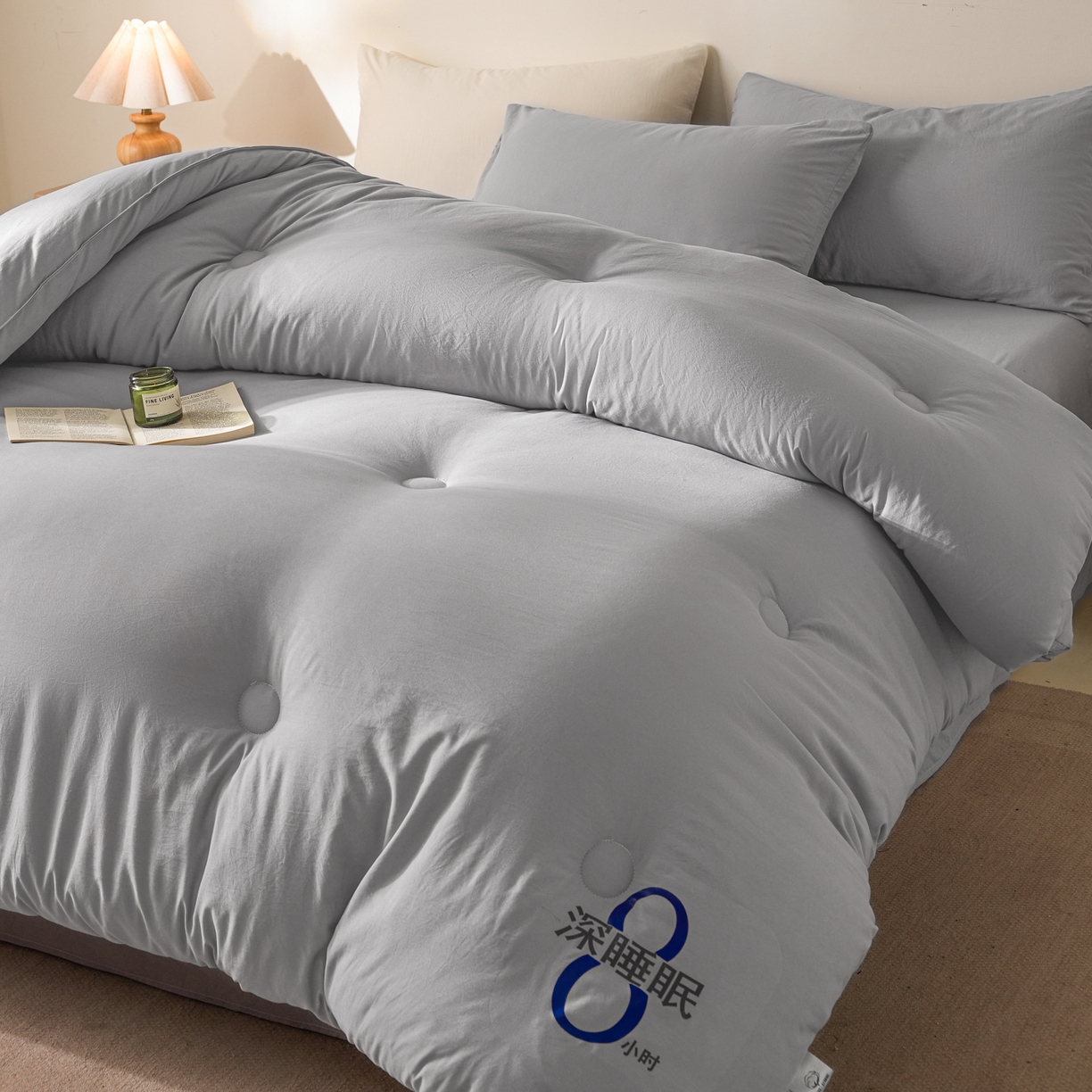 91家纺网 家纺一手货源 找家纺 芬晴家纺 2026春夏新款A类纯色棉花被冬被被子被芯 深睡眠-星灰