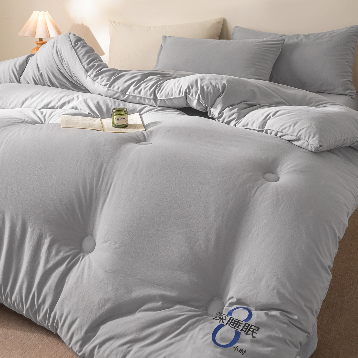 91家纺网 家纺一手货源 找家纺 芬晴家纺 2026春夏新款A类纯色棉花被冬被被子被芯 深睡眠-星灰