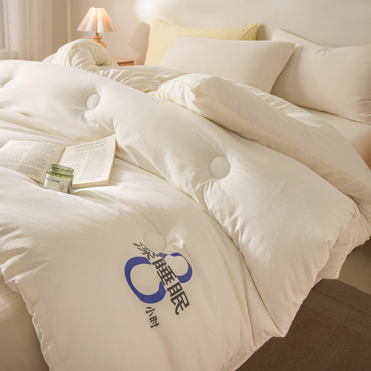 91家纺网 家纺一手货源 找家纺 芬晴家纺 2026春夏新款A类纯色棉花被冬被被子被芯 深睡眠-白