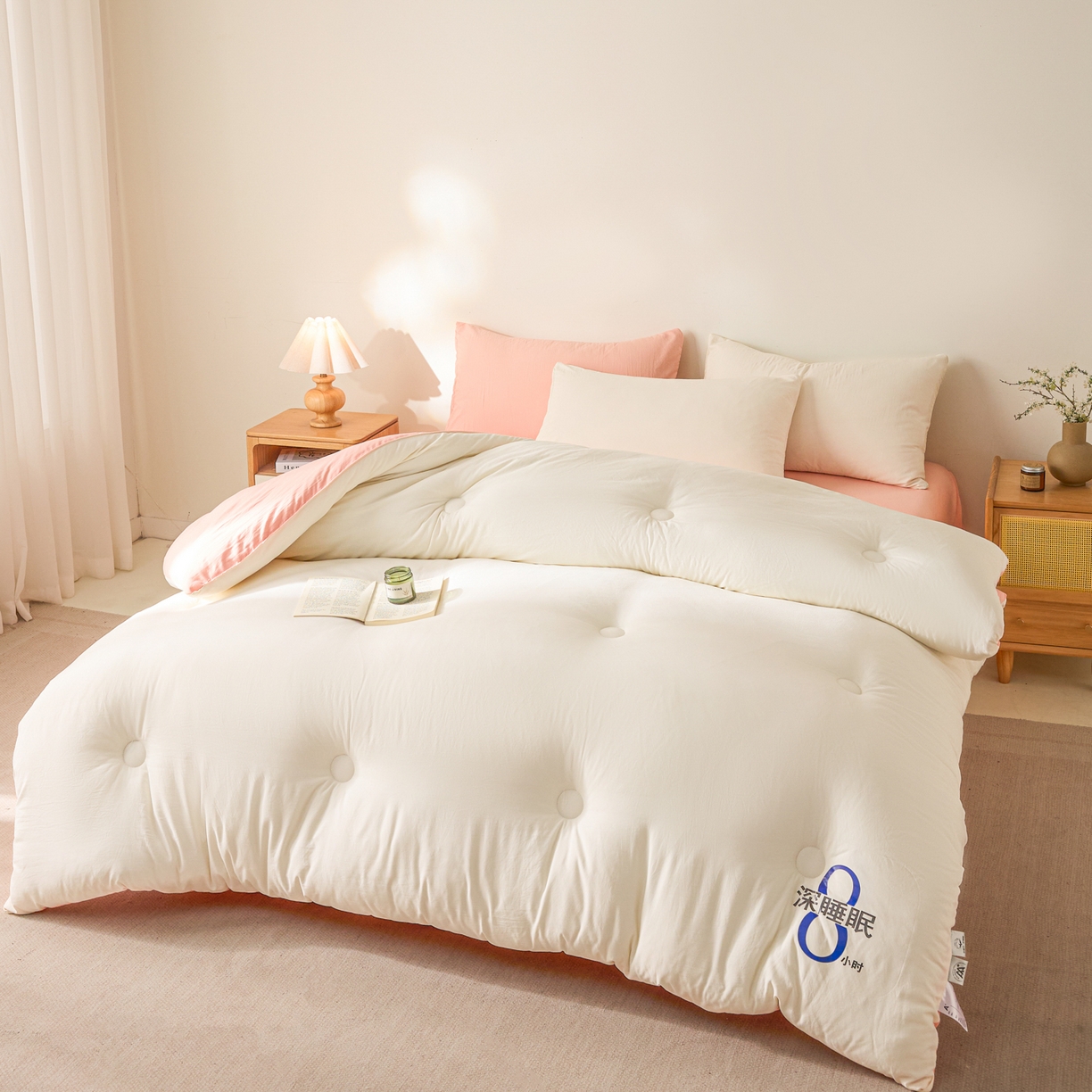 91家纺网 家纺一手货源 找家纺 芬晴家纺 2026春夏新款A类纯色棉花被冬被被子被芯 深睡眠-白玉