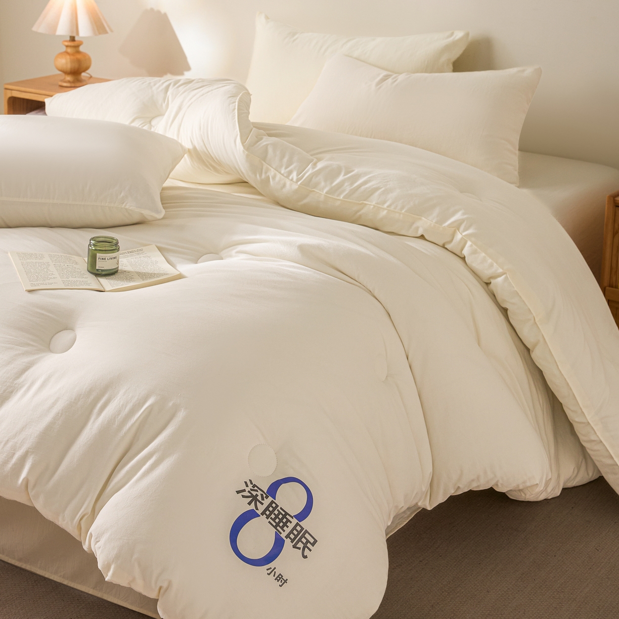 91家纺网 家纺一手货源 找家纺 芬晴家纺 2026春夏新款A类纯色棉花被冬被被子被芯 深睡眠-白