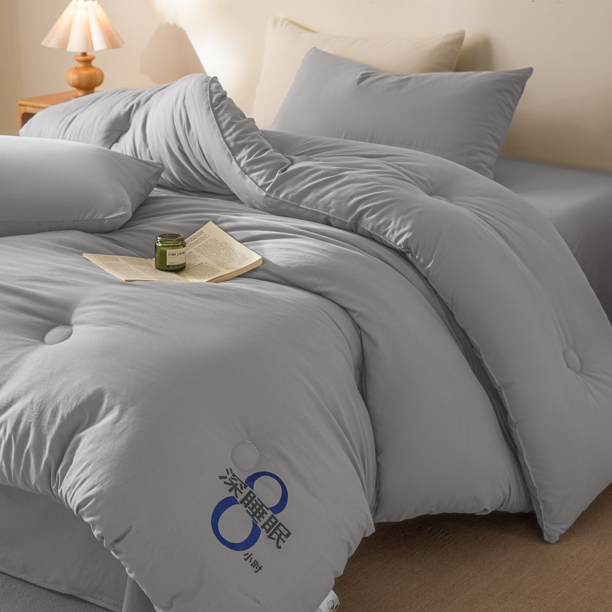 91家纺网 家纺一手货源 找家纺 芬晴家纺 2026春夏新款A类纯色棉花被冬被被子被芯 深睡眠-星灰