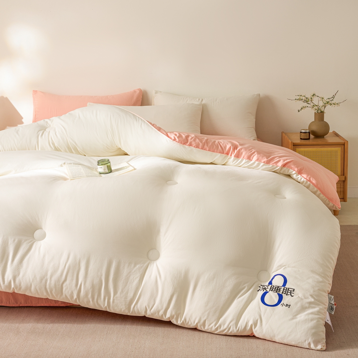 91家纺网 家纺一手货源 找家纺 芬晴家纺 2026春夏新款A类纯色棉花被冬被被子被芯 深睡眠-白玉
