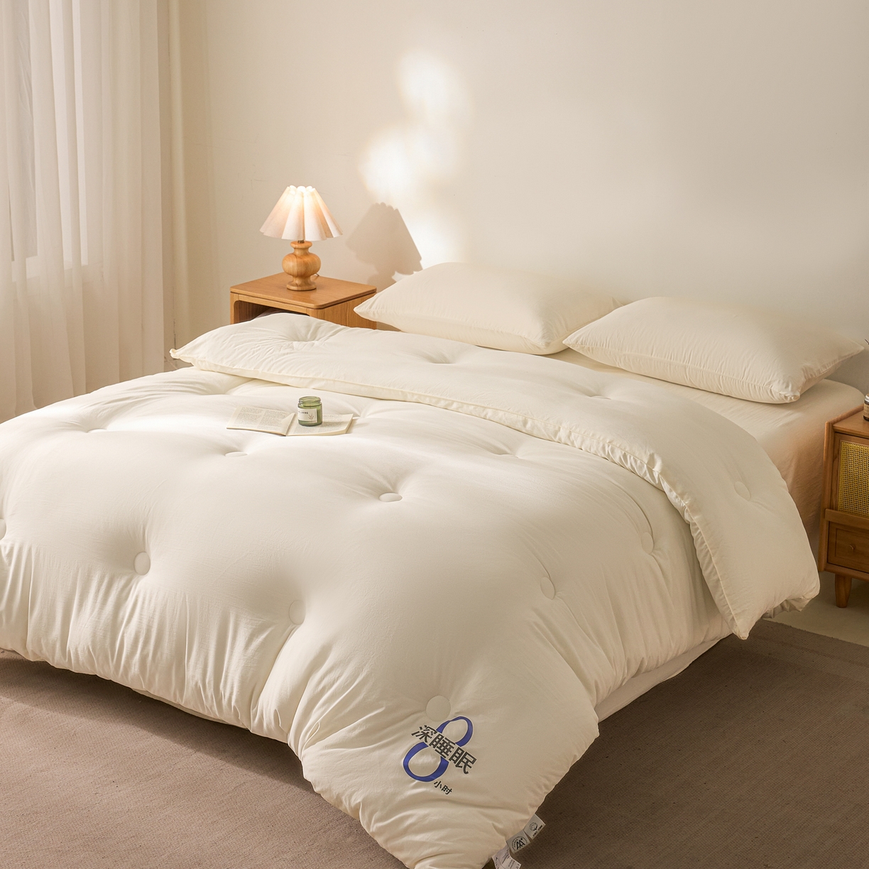 91家纺网 家纺一手货源 找家纺 芬晴家纺 2026春夏新款A类纯色棉花被冬被被子被芯 深睡眠-白