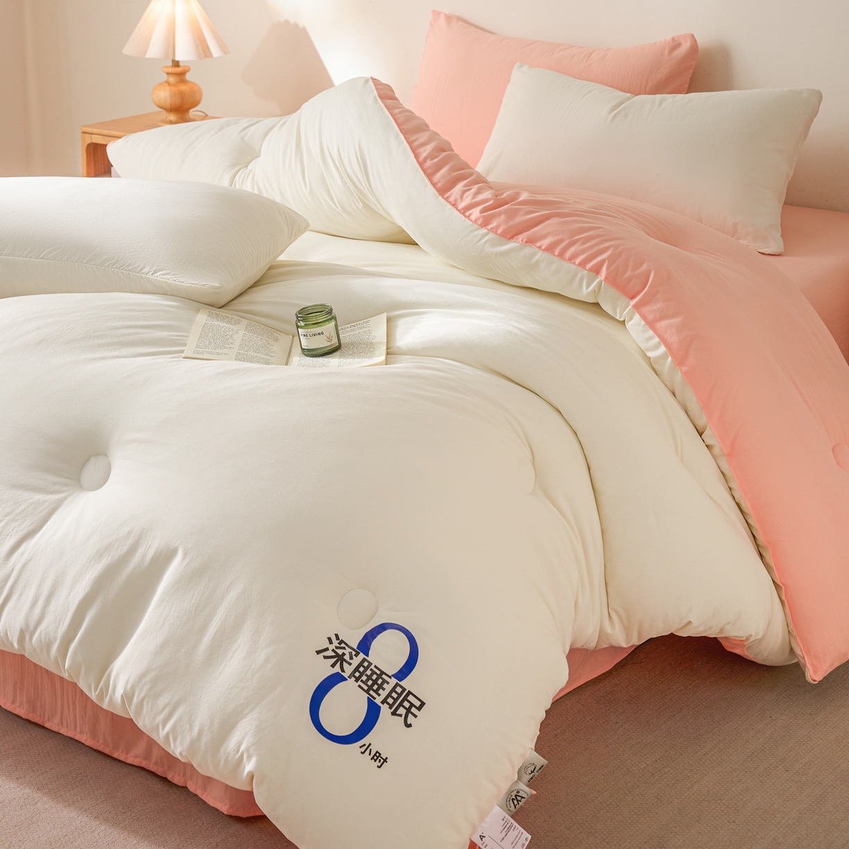 91家纺网 家纺一手货源 找家纺 芬晴家纺 2026春夏新款A类纯色棉花被冬被被子被芯 深睡眠-白玉