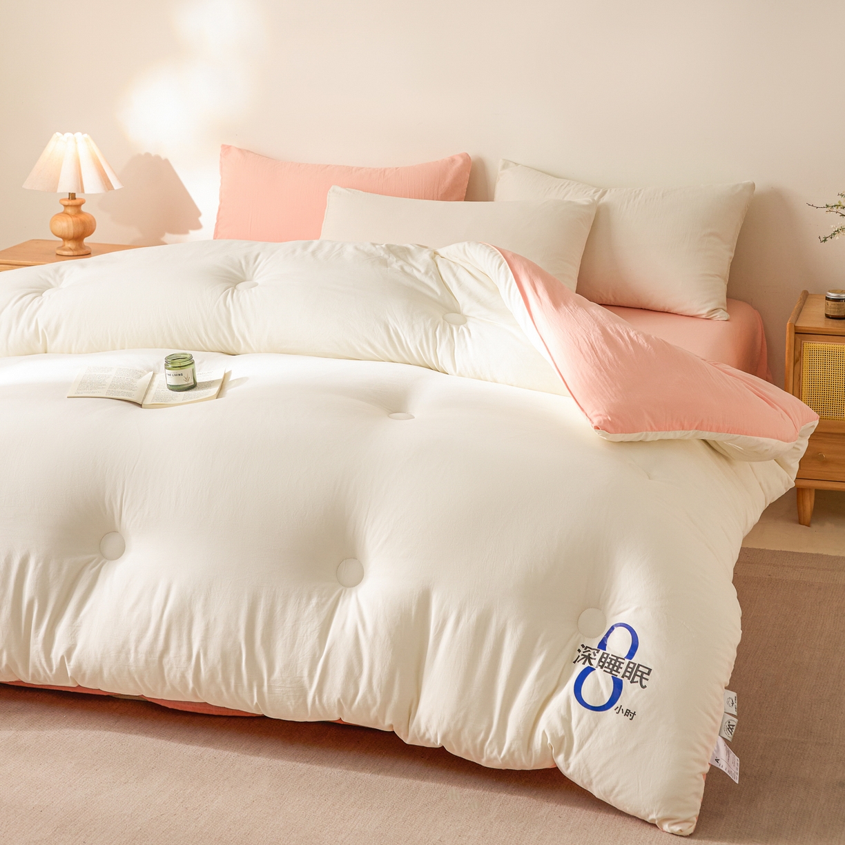 91家纺网 家纺一手货源 找家纺 芬晴家纺 2026春夏新款A类纯色棉花被冬被被子被芯 深睡眠-白玉
