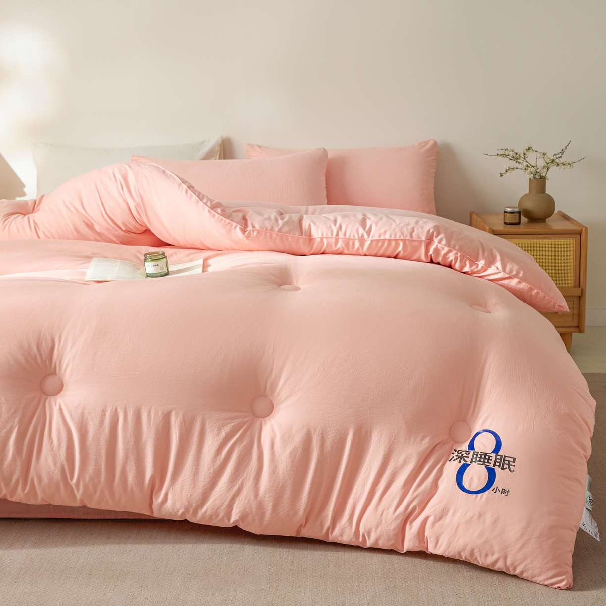 91家纺网 家纺一手货源 找家纺 芬晴家纺 2026春夏新款A类纯色棉花被冬被被子被芯 深睡眠-玉色