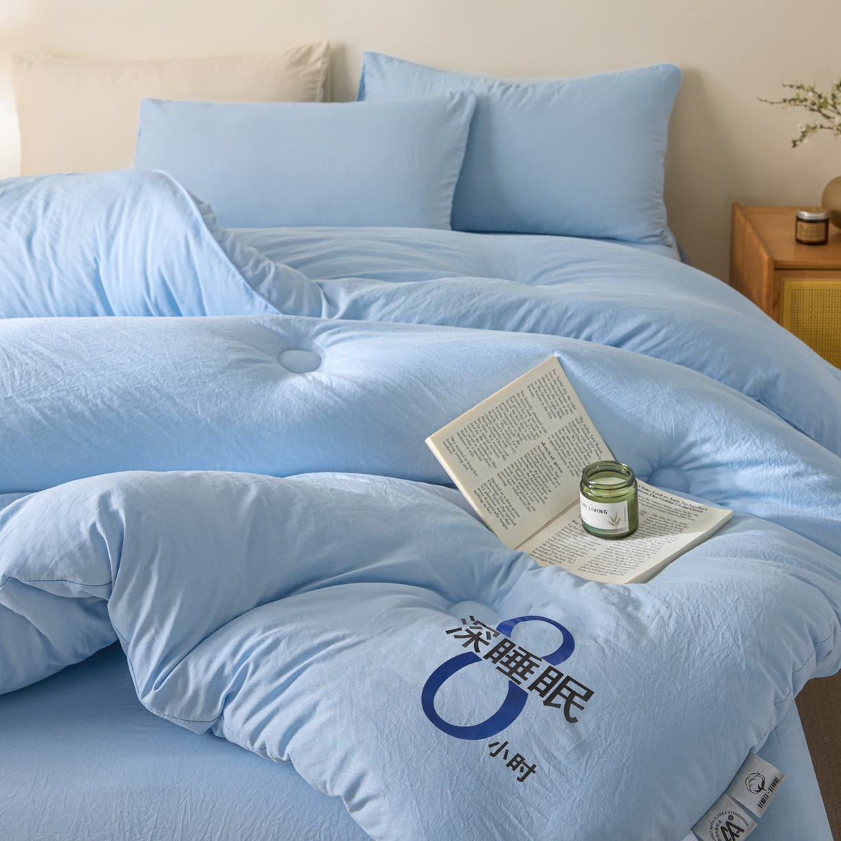91家纺网 家纺一手货源 找家纺 芬晴家纺 2026春夏新款A类纯色棉花被冬被被子被芯 深睡眠-水蓝