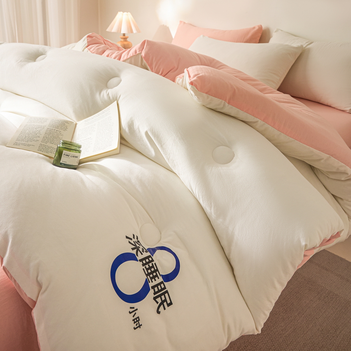 91家纺网 家纺一手货源 找家纺 芬晴家纺 2026春夏新款A类纯色棉花被冬被被子被芯 深睡眠-白玉