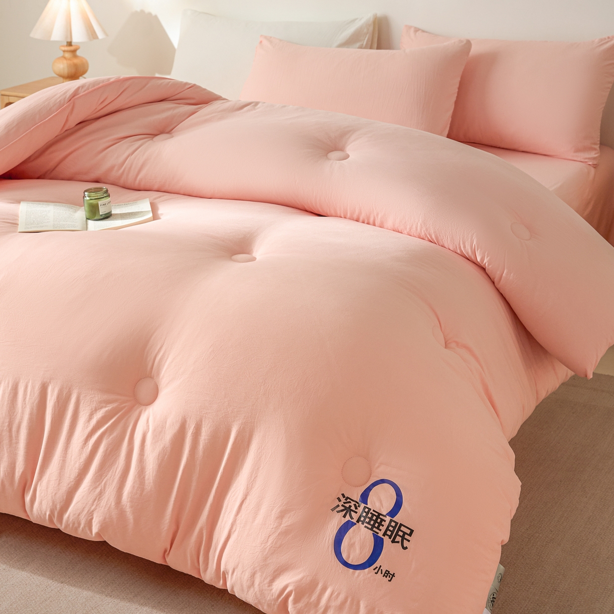 91家纺网 家纺一手货源 找家纺 芬晴家纺 2026春夏新款A类纯色棉花被冬被被子被芯 深睡眠-玉色