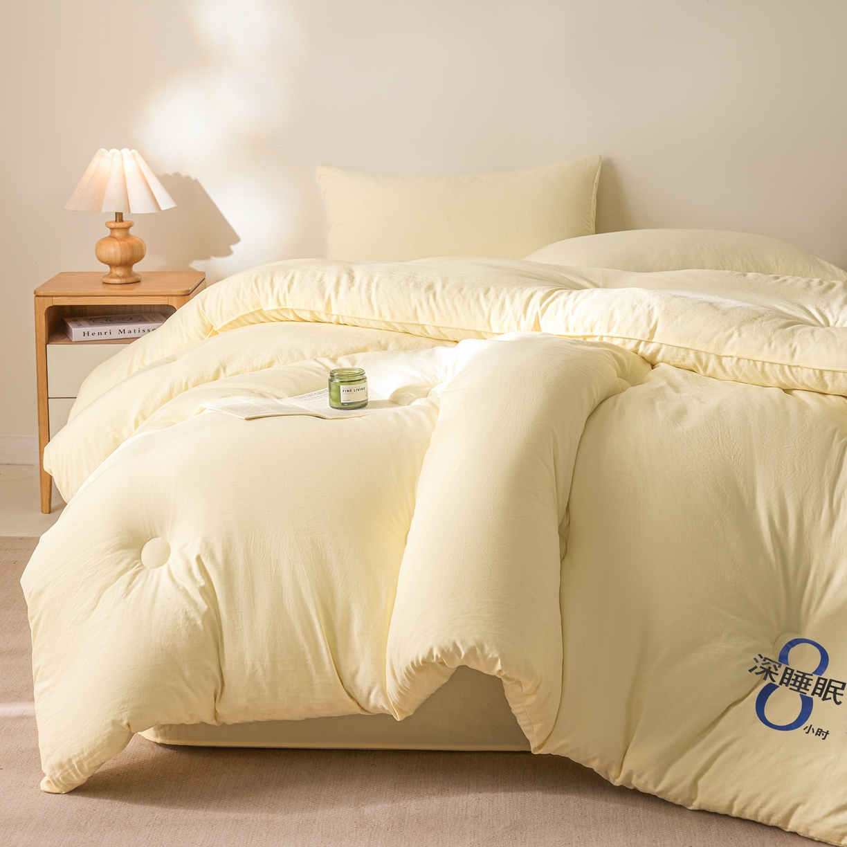 91家纺网 家纺一手货源 找家纺 芬晴家纺 2026春夏新款A类纯色棉花被冬被被子被芯 深睡眠-米黄