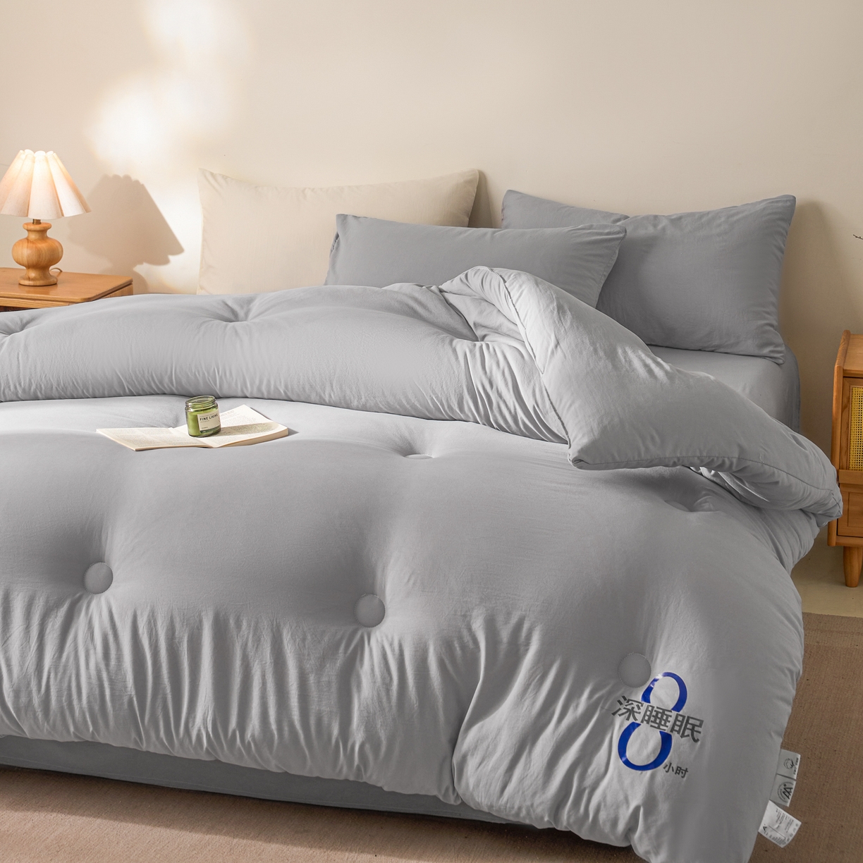 91家纺网 家纺一手货源 找家纺 芬晴家纺 2026春夏新款A类纯色棉花被冬被被子被芯 深睡眠-星灰