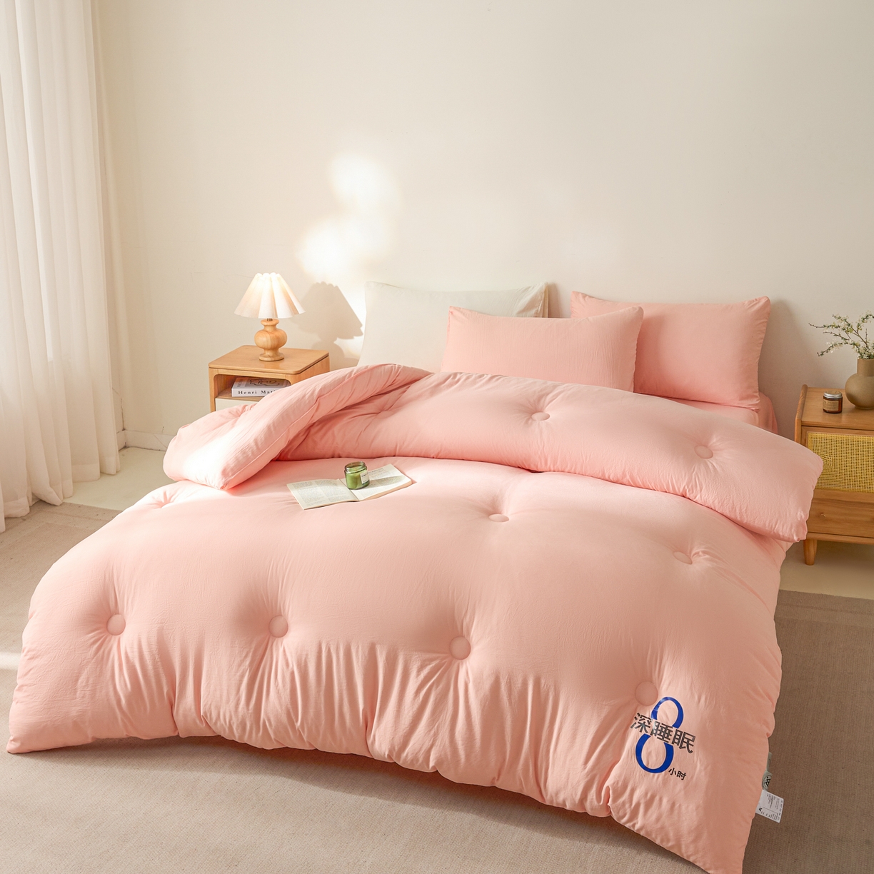 91家纺网 家纺一手货源 找家纺 芬晴家纺 2026春夏新款A类纯色棉花被冬被被子被芯 深睡眠-玉色