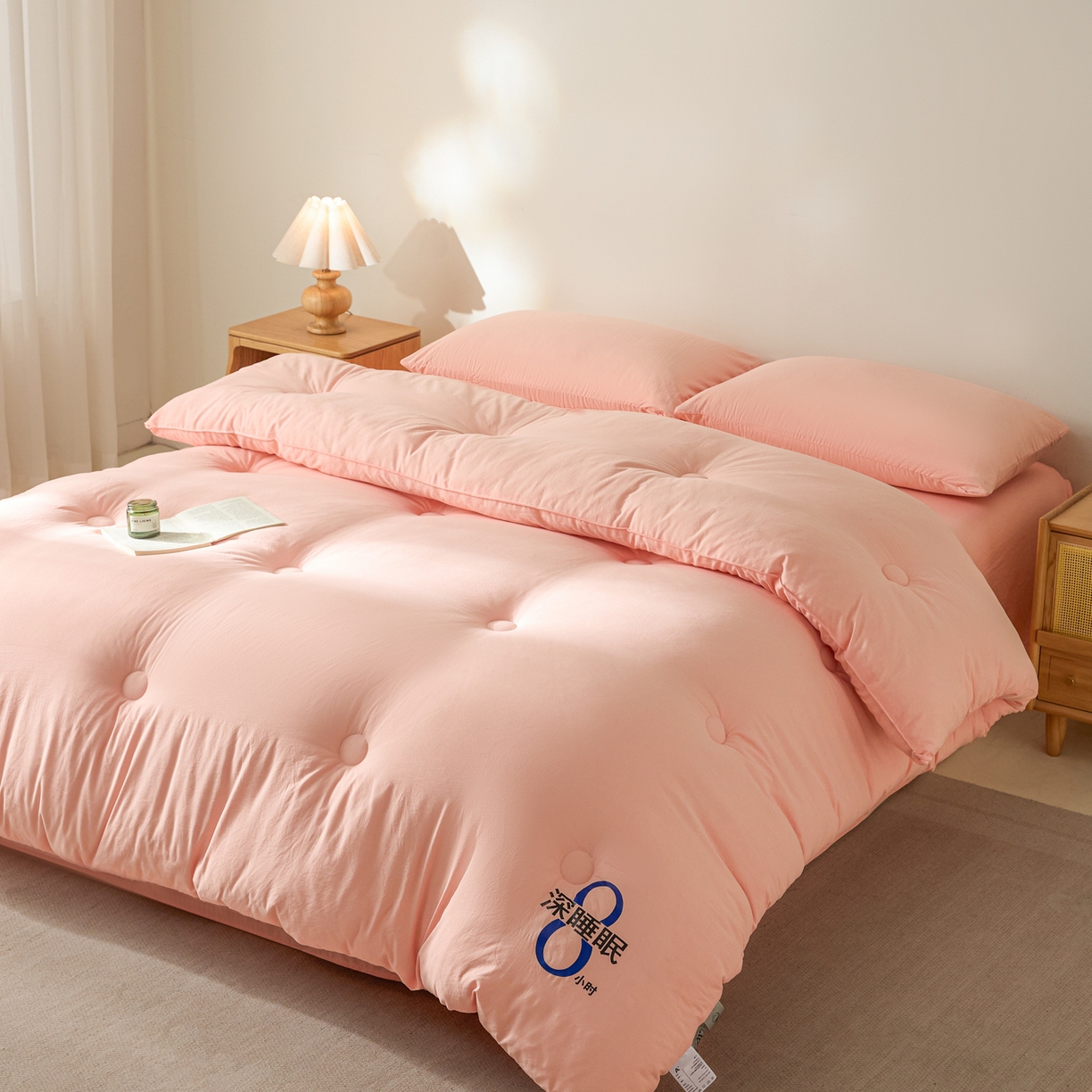 91家纺网 家纺一手货源 找家纺 芬晴家纺 2026春夏新款A类纯色棉花被冬被被子被芯 深睡眠-玉色