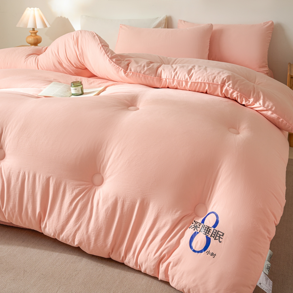 91家纺网 家纺一手货源 找家纺 芬晴家纺 2026春夏新款A类纯色棉花被冬被被子被芯 深睡眠-玉色