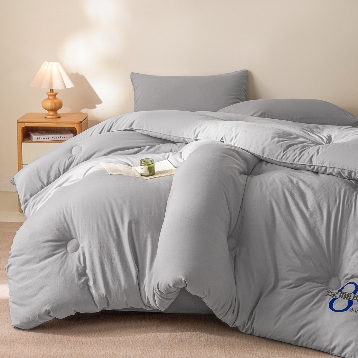 91家纺网 家纺一手货源 找家纺 芬晴家纺 2026春夏新款A类纯色棉花被冬被被子被芯 深睡眠-星灰